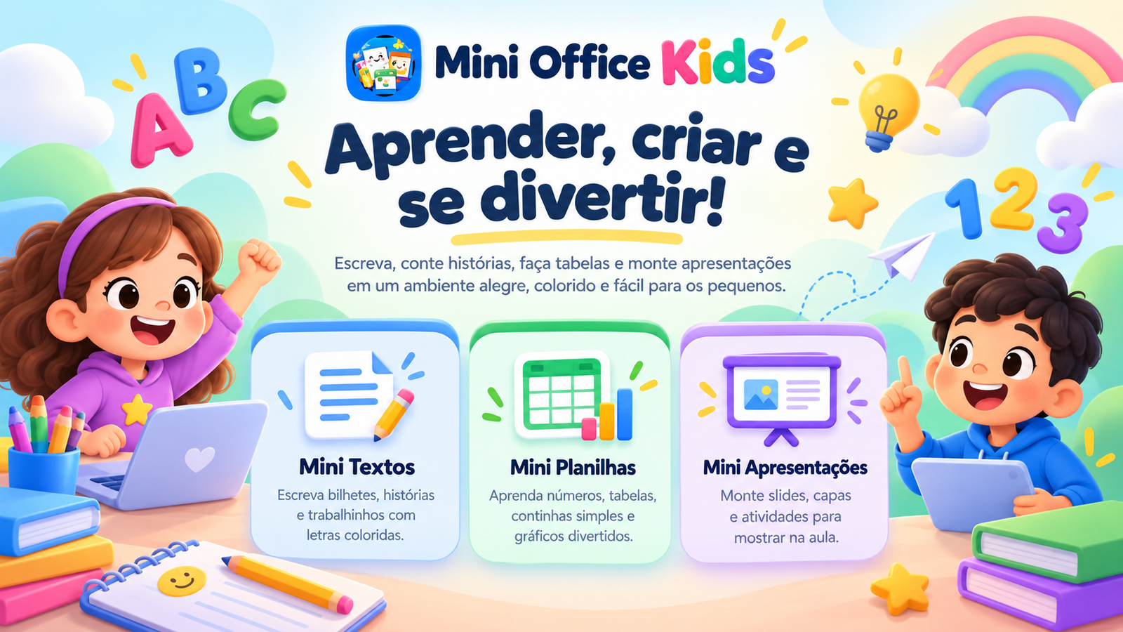 Mini Office Kids: aprender informática de um jeito simples e divertido